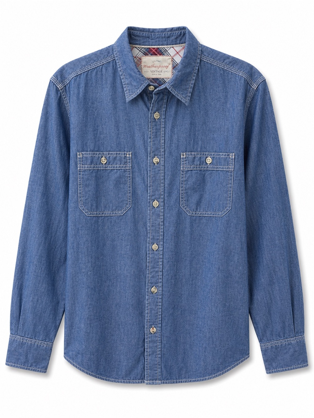 Weatherproof Vintage Classic Chambray Button-Down Shirt - Size S